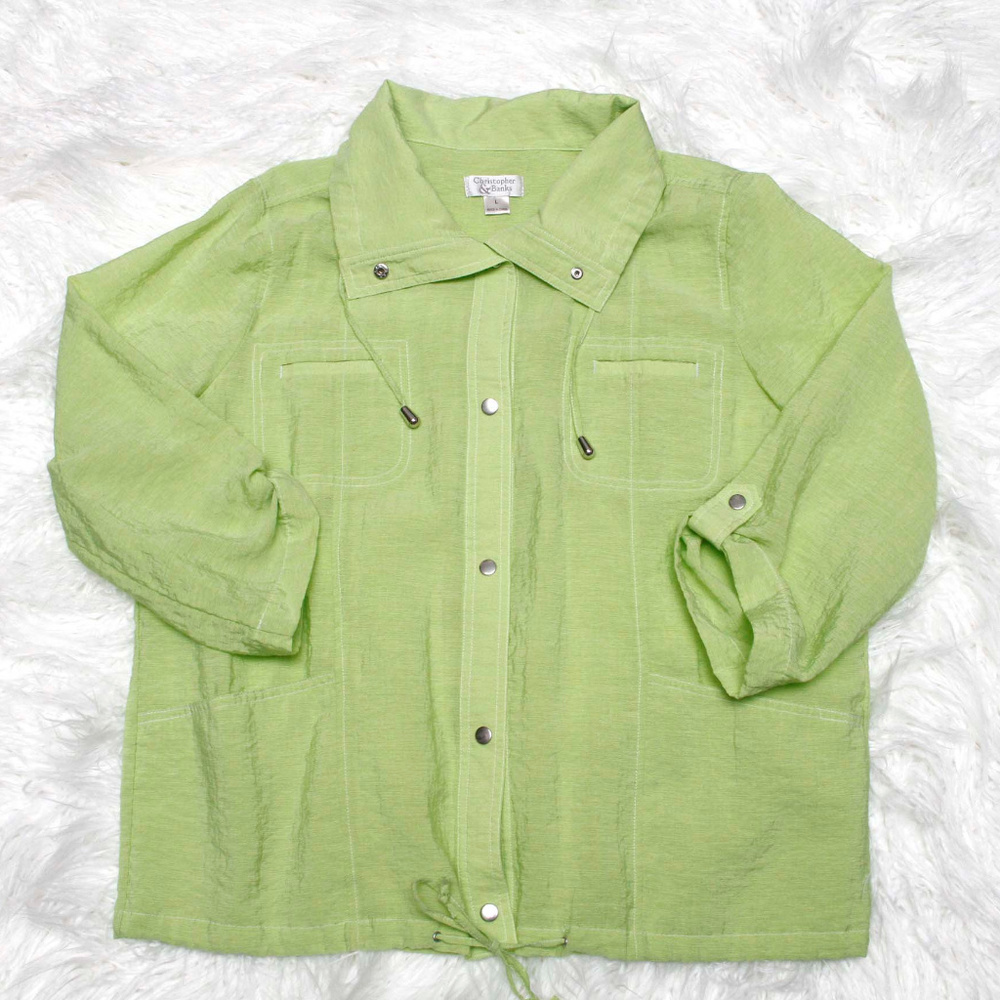 woman green blazer sweater christopher & banks L